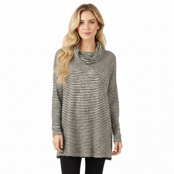 Anthropologie Sunday in Brooklyn Striped Knit Cowl Neck Tunic Top - Picture 1 of 7